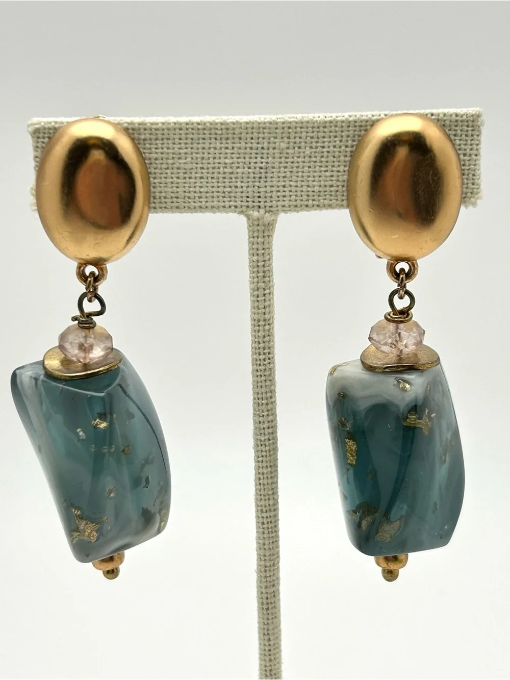 Chico’s Blue and Gold Drop Earrings - Picture 2 of 5